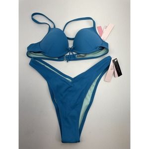 Victoria Secret 34A /SMALL Malibu Fabulous Brazilian Cosmo Blue Swimsuit Bikini
